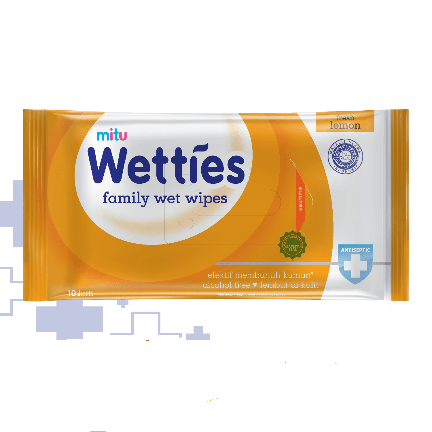 Mitu Wetties Family Wet Tissue Lemon - 10's - Pinoyhyper