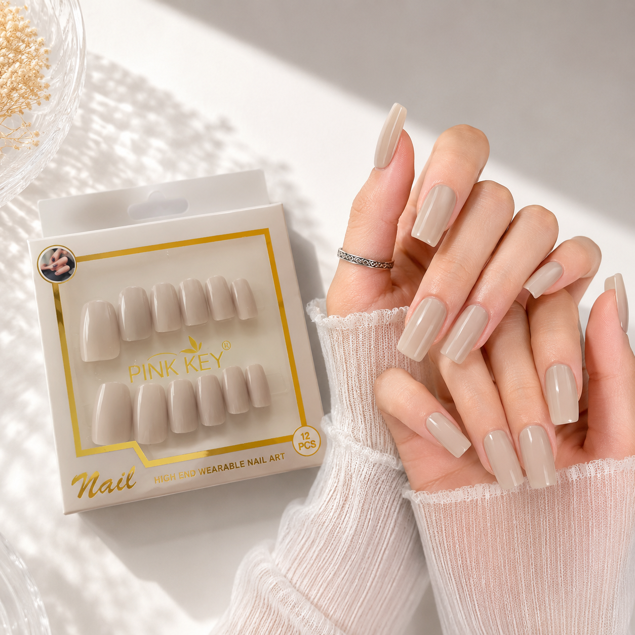 Pink Key High-End Wearable Nail Art - PK24164 (12 Pcs)