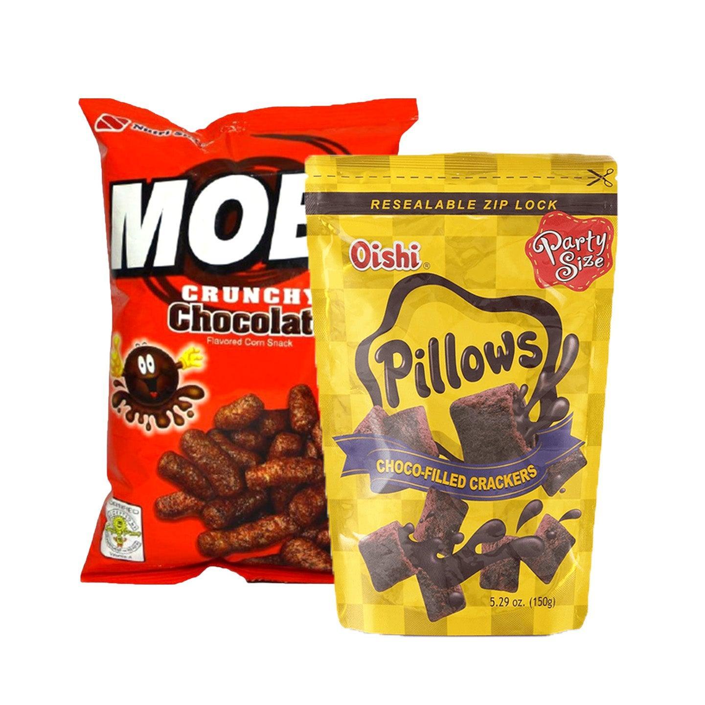 Oishi Pillow Choco-Filled Crackers + Moby Crunchy Chocolate Snack - 150g + 90g (Offer) - Pinoyhyper