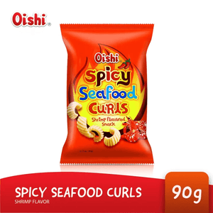 Oishi Spicy Seafood Curls Shrimp Flavored Snack - 90g - Pinoyhyper