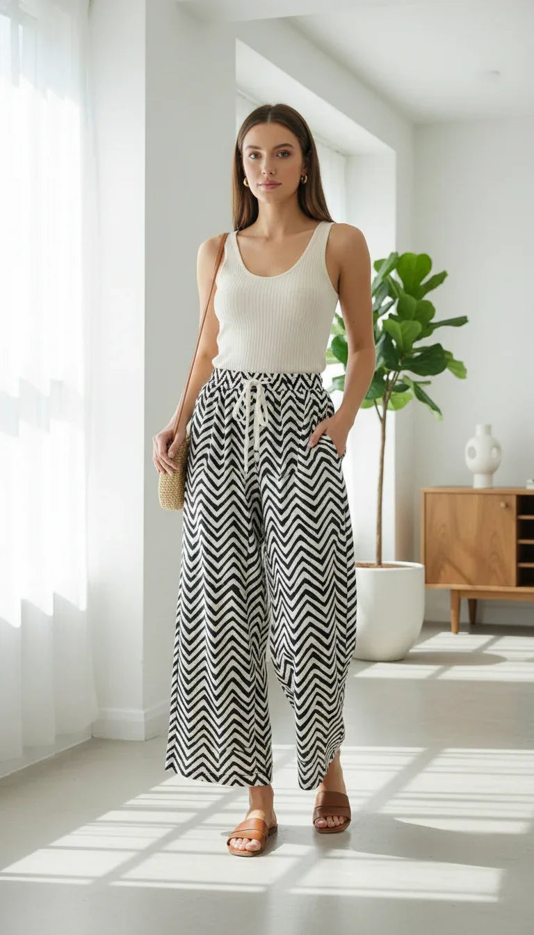 Women's High-Waist Stylish Wide Leg Pants #4241