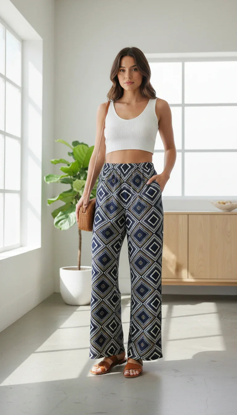 Women's High-Waist Stylish Wide Leg Pants #4241