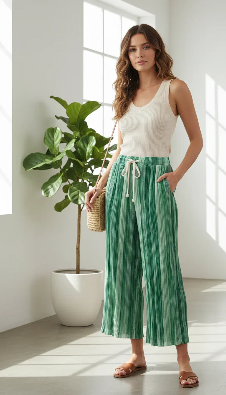 Women's Breezy Striped Wide-Leg Pants #4240
