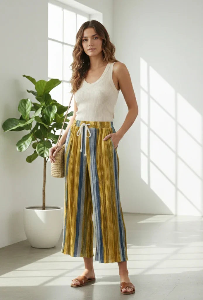 Women's Breezy Striped Wide-Leg Pants #4240