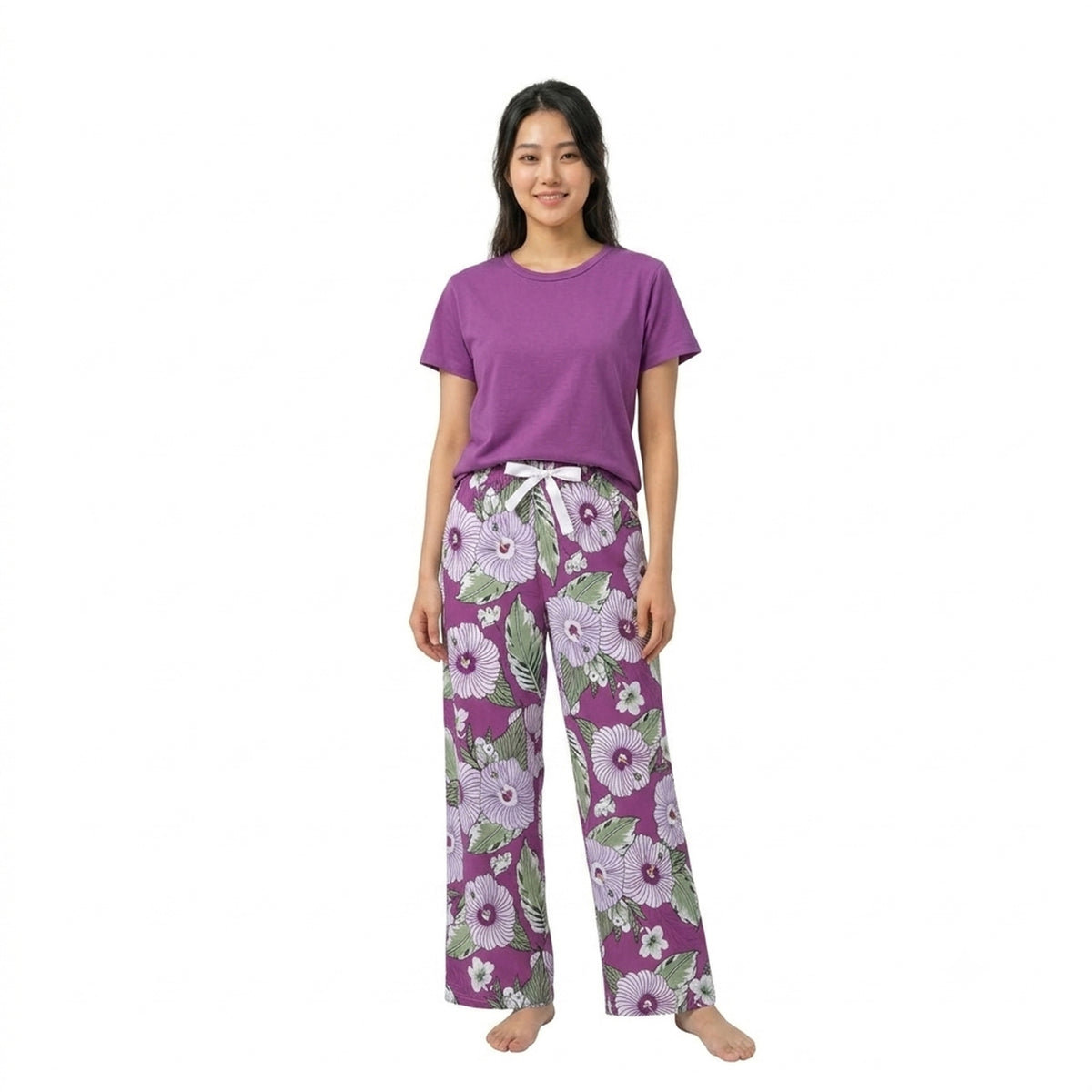 Women’s Plain Pajama 2Pcs Set - 3002
