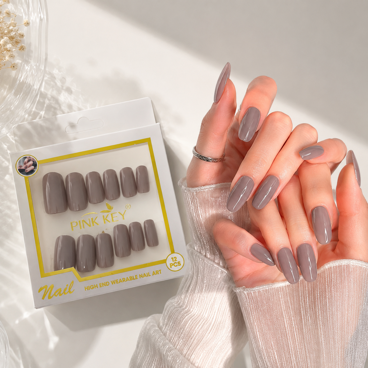 Pink Key High-End Wearable Nail Art - PK24164 (12 Pcs)