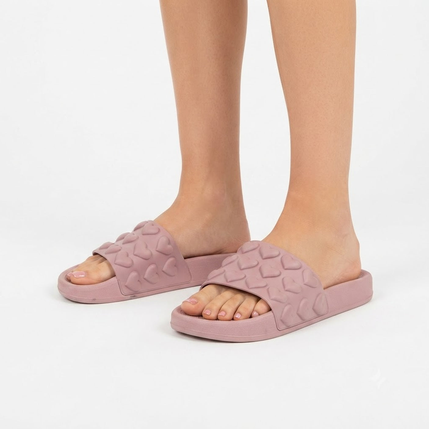Women's Multi-Heart Embossed Slide Sandals