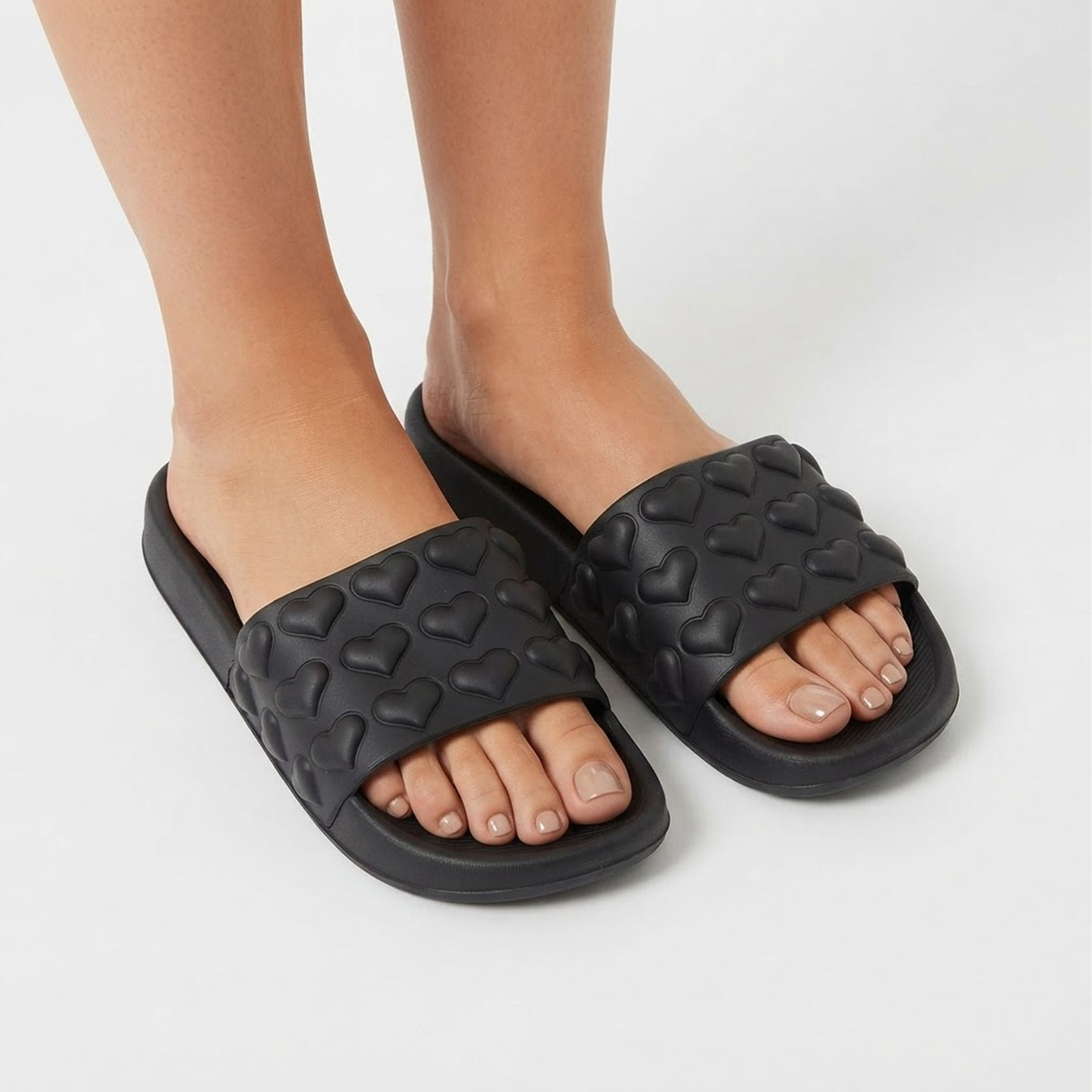Women's Multi-Heart Embossed Slide Sandals