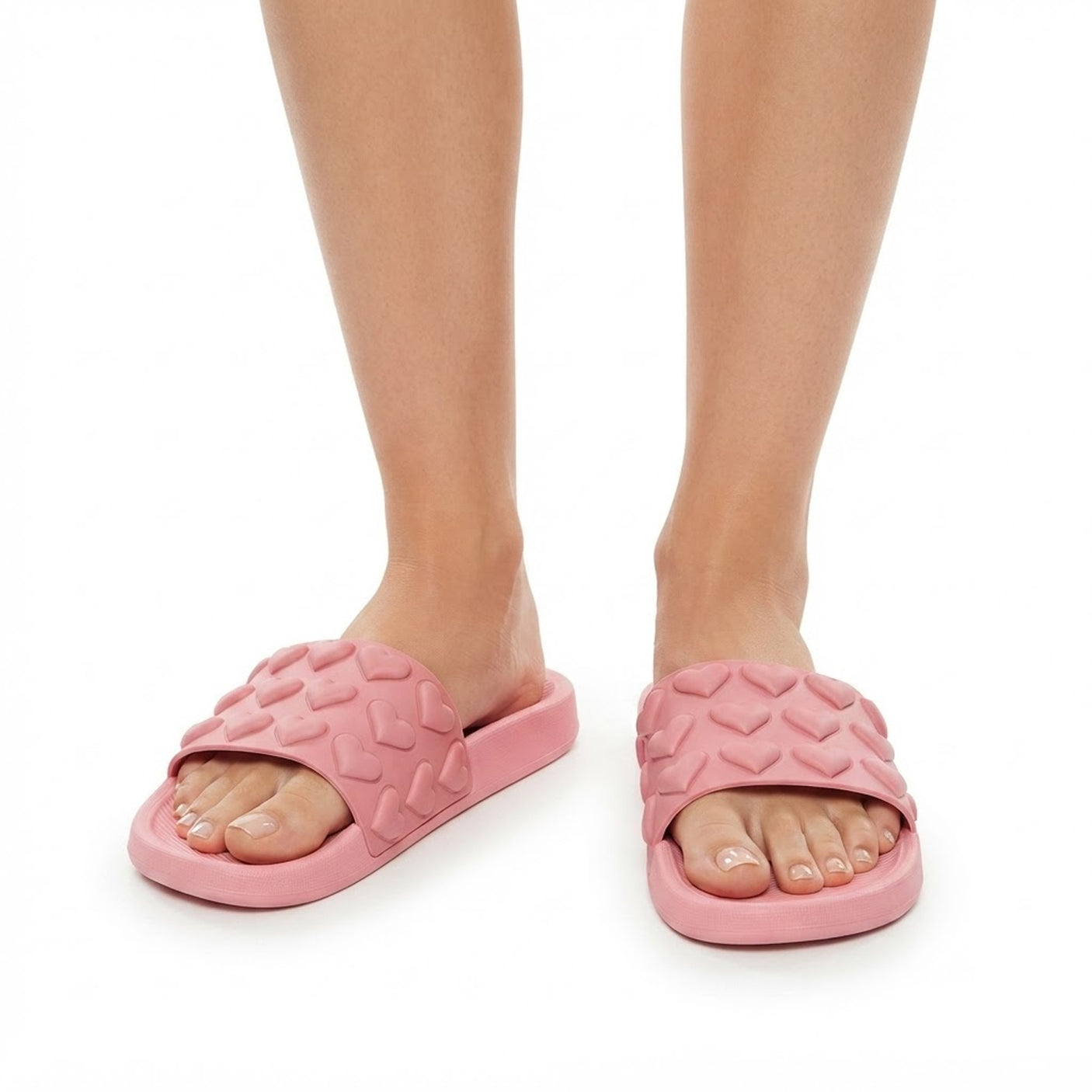 Women's Multi-Heart Embossed Slide Sandals