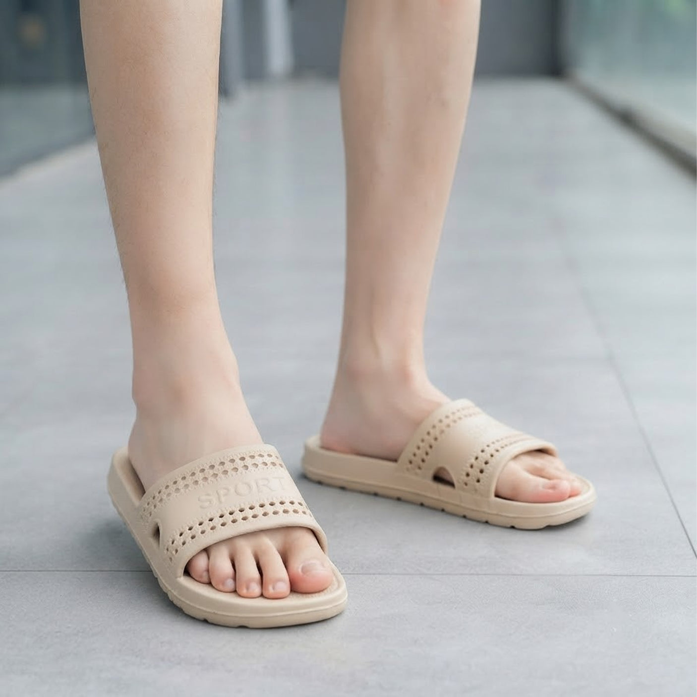 Perforated Sport Text Printed Slipper & Sandals