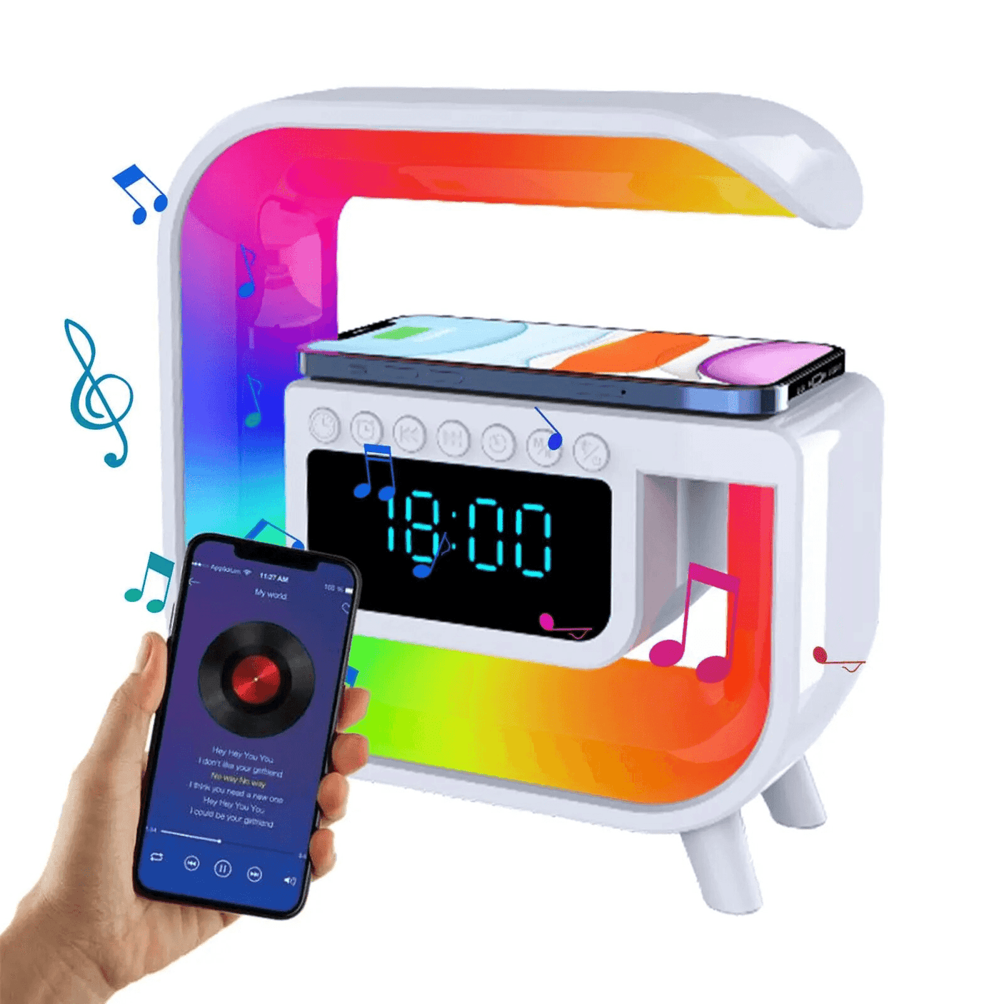 Smart Bluetooth Speaker With Wireless Charging & LED Light - G30 - Pinoyhyper