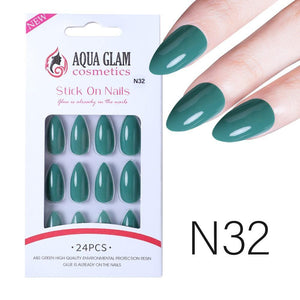 Aqua Glam Nails - Ready to Stick (N Series) - 24 Pcs - Pinoyhyper