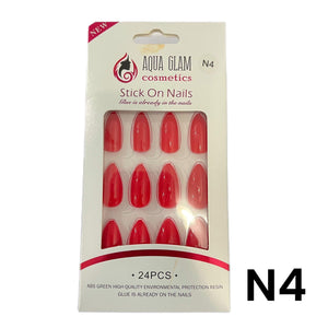 Aqua Glam Nails - Ready to Stick (N Series) - 24 Pcs - Pinoyhyper