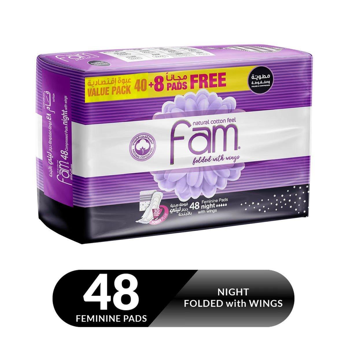 Fam 48-Pads Natural Cotton Feel Napkin With Wings - Pinoyhyper