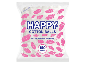 Happy Cotton Balls Soft And Gentle For Many Uses - 150 Balls - Pinoyhyper