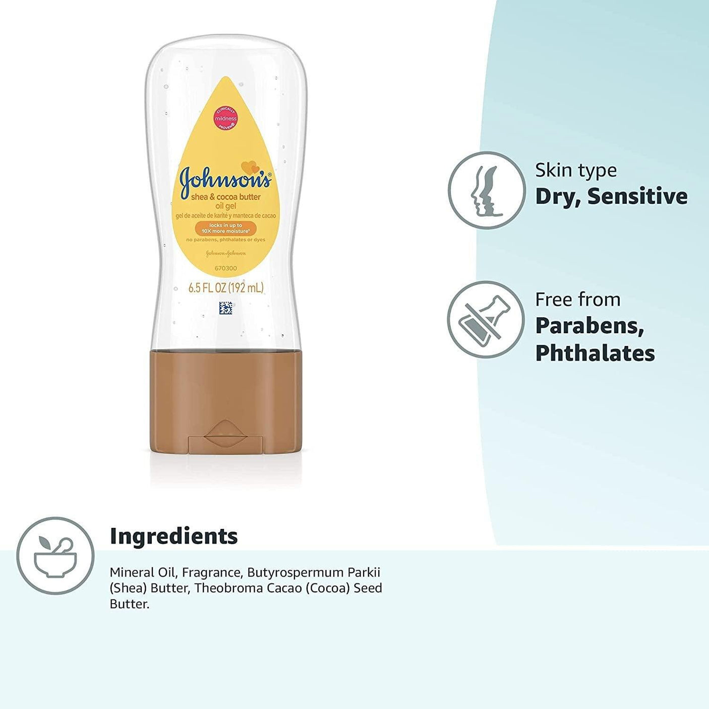 Johnson's Baby Oil Gel Enriched with Shea and Cocoa Butter - 192ml - Pinoyhyper