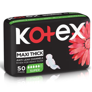 Kotex Maxi Thick Anti Leak Channels Even For Heavy Flow(Super) - 50 Pads - Pinoyhyper