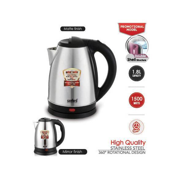 Sanford SF3343EK BS Stainless Steel Electric Kettle - 1.8 Litre - Pinoyhyper