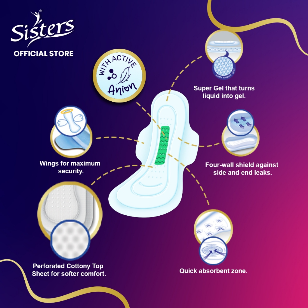 Sisters Ultra Comfort Premium Ultra Thin Pads with Wings - 6's