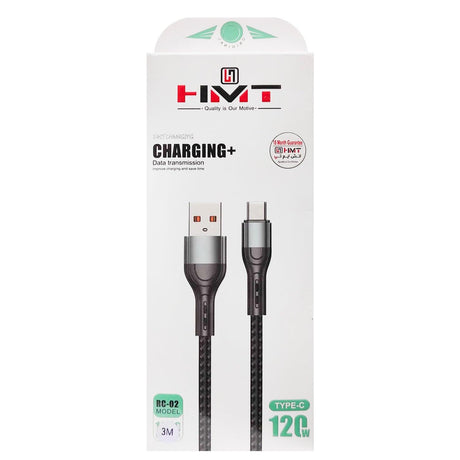 كابل شحن ونقل بيانات من النوع C من HMT بقوة 120 وات بطول 3 متر RC-02