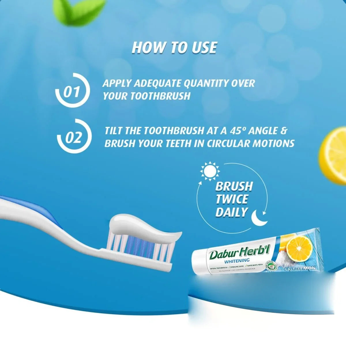 Dabur Herbal Brightening Salt & Lemon Toothpaste - 150g