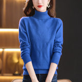 Women's Turtleneck Sweater with Subtle Diamond Knit