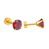 Golden Stainless Steel Shiny Design Stud Earrings - 122