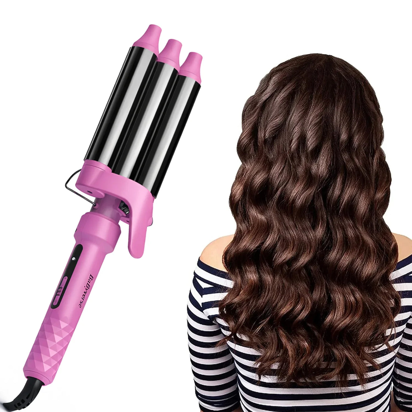 مكواة تجعيد الشعر بثلاثة براميل من BaByverse Keratin BA-449