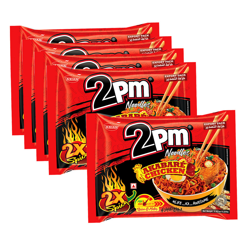 2PM Akabare Chicken Instant Noodles 2X Spicy - 5Pcs × 100g