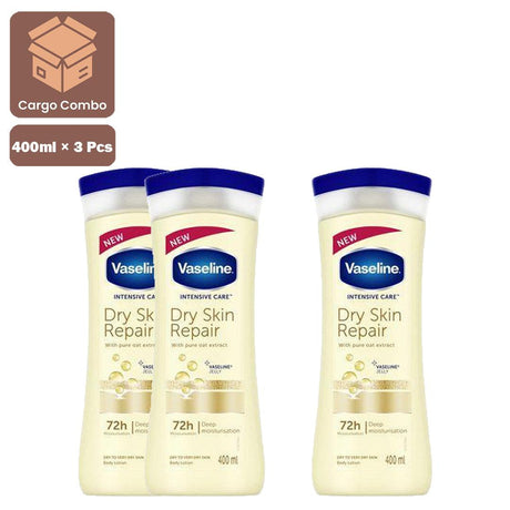 Vaseline Dry Skin Repair Body Lotion - 400ml × 3 Pcs (Offer)
