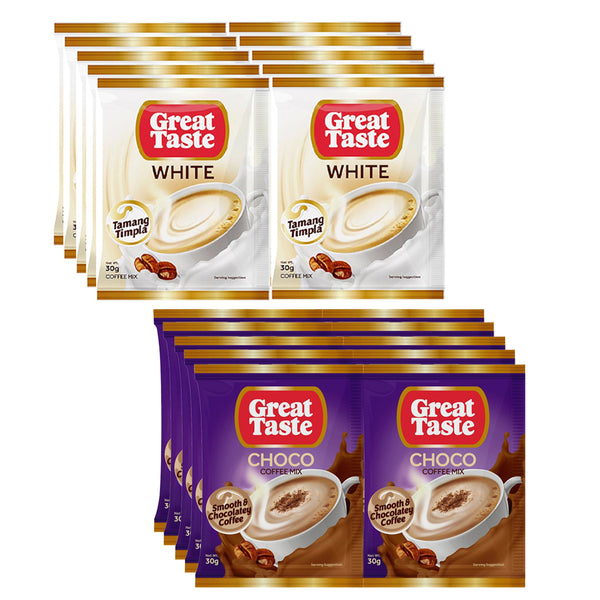 Great Taste White + Choco Coffee Mix 10 x 30gm (1+1) Offer