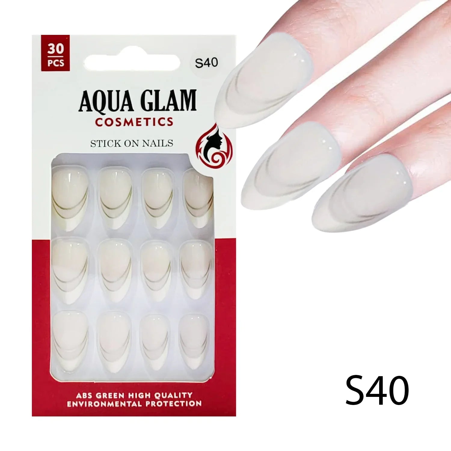 Aqua Glam Nails - Stick On Nails (S Series) - 30 Pcs - S40