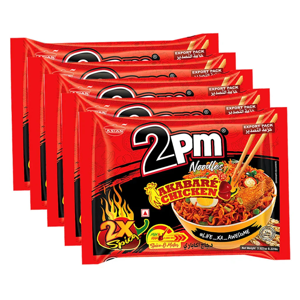 2PM Akabare Chicken Instant Noodles 2X Spicy - 5Pcs × 100g