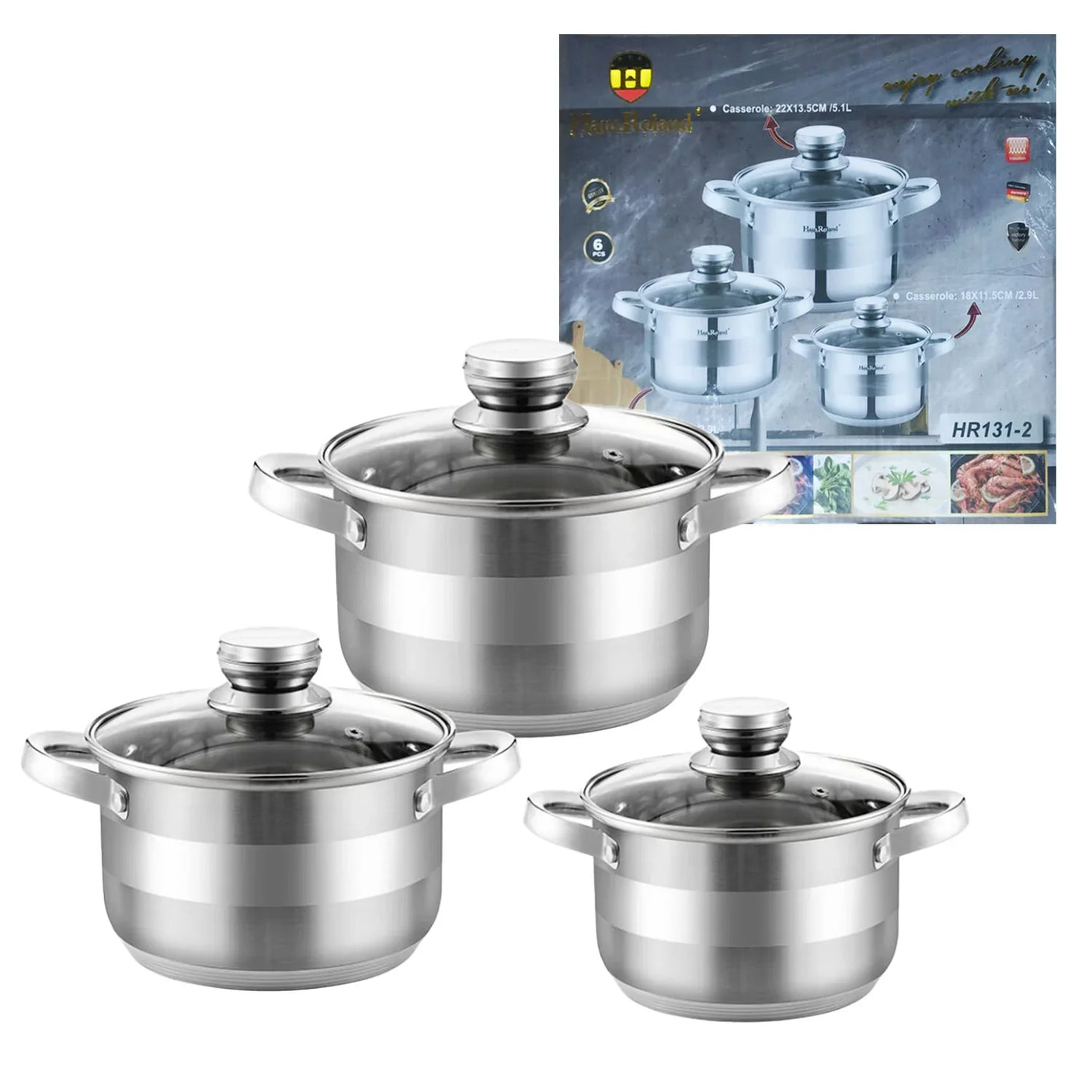 Haus Roland Stainless Steel Cookware 6 Pcs Set HR131-2