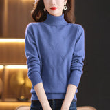 Women's Turtleneck Sweater with Subtle Diamond Knit