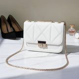 Women's Quilted Crossbody Bag with Gold Chain Strap - B101