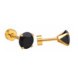 Golden Stainless Steel Shiny Design Stud Earrings - 122
