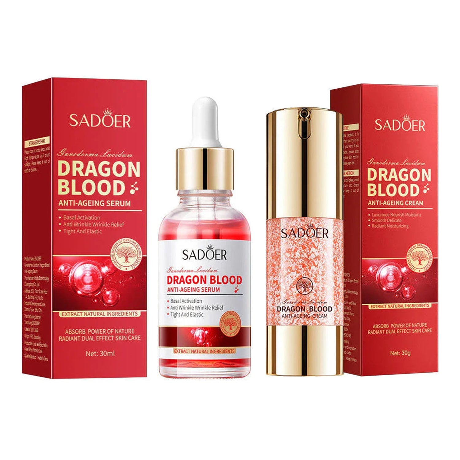 Sadoer Dragon Blood Anti-Aging Face Serum & Cream - 30ml+30g (Offer)