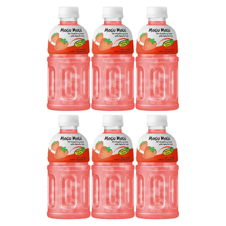 Mogu Mogu Strawberry Juice With Nata De Coco - 320ml × 6Pcs