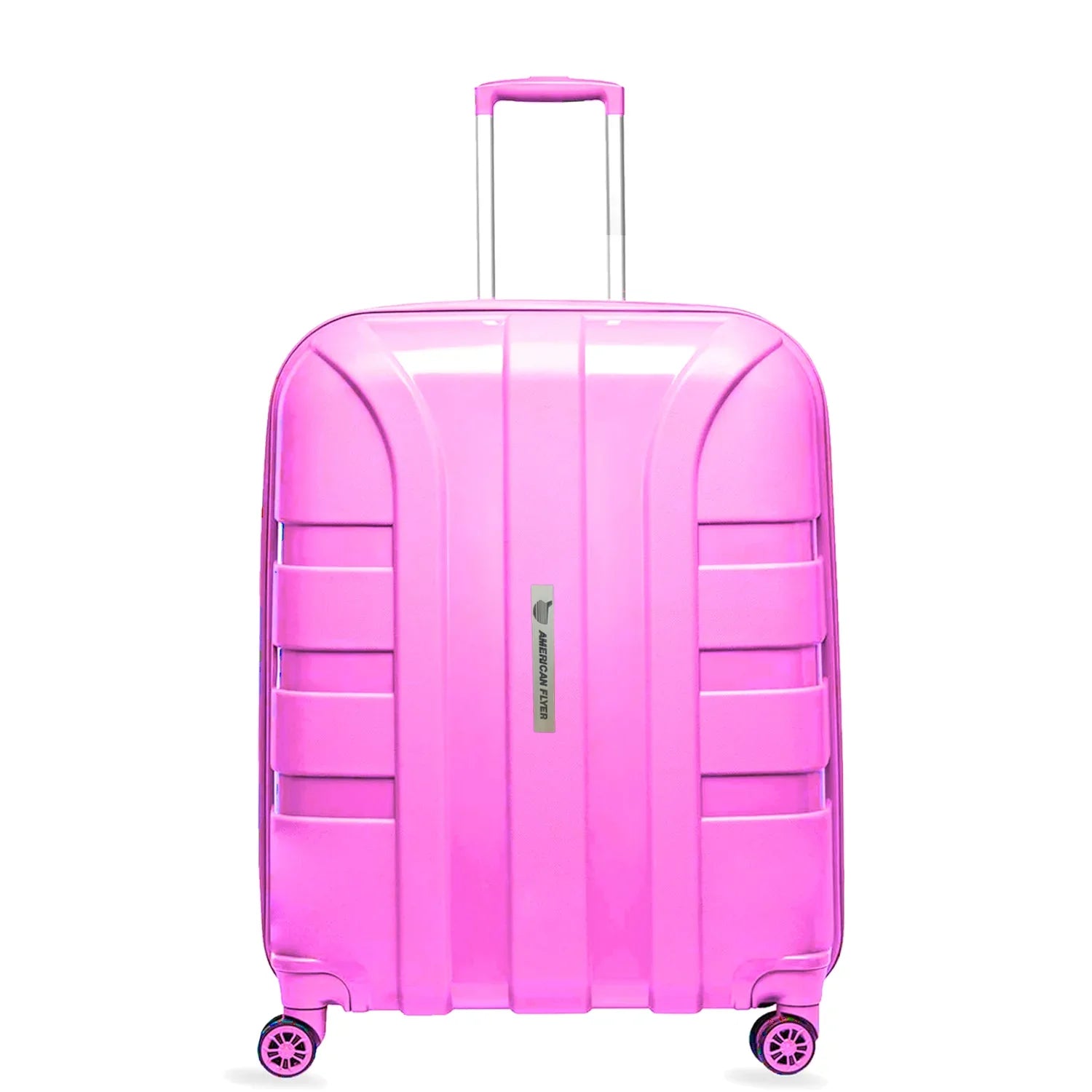 حقيبة أمتعة أميريكان فلاير، مقاس 24 بوصة، مزودة بعجلات لتسجيل الوصول - وردية اللون