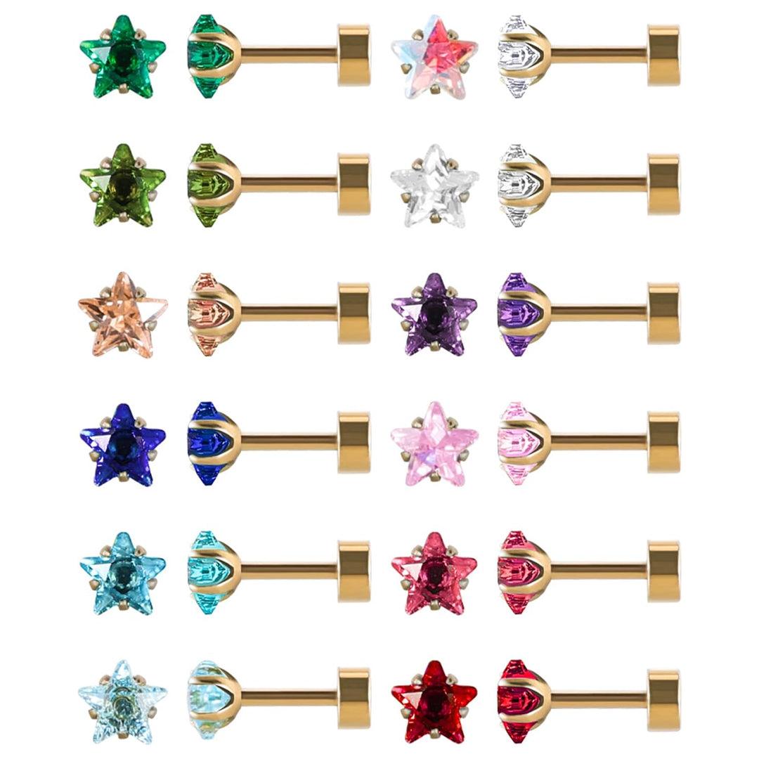 Golden Stainless Steel Stud Earings - 095