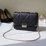 Women's Quilted Crossbody Bag with Gold Chain Strap - B101