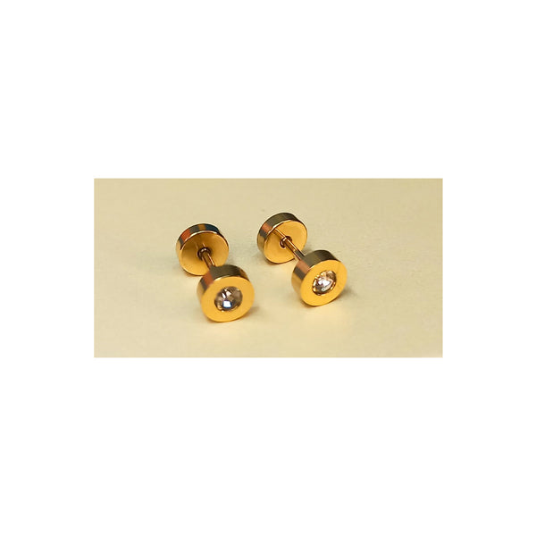 Golden Stainless Steel Stud Earings - 033