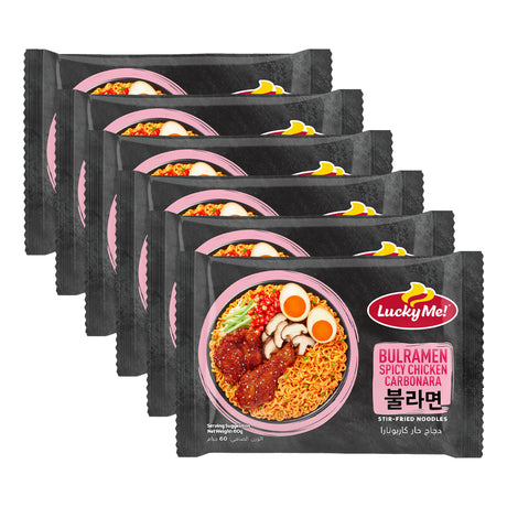 Lucky Me Bulramen Spicy Chicken Carbonara Noodles - 60g (5+1) Offer