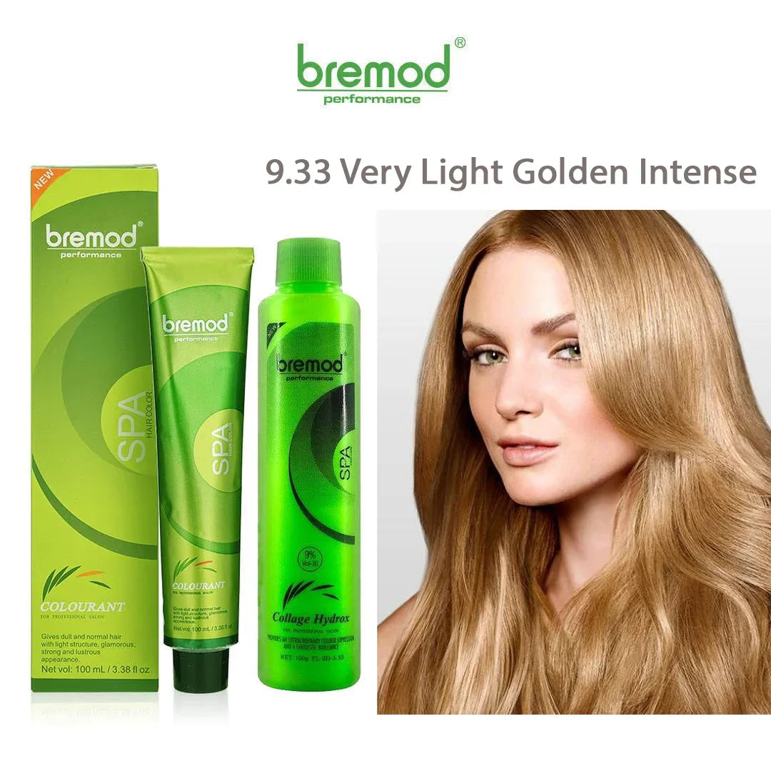 Bremod 9.33 Very Light Golden Intense Blonde Hair Color With Oxidizer - 100ml+100g