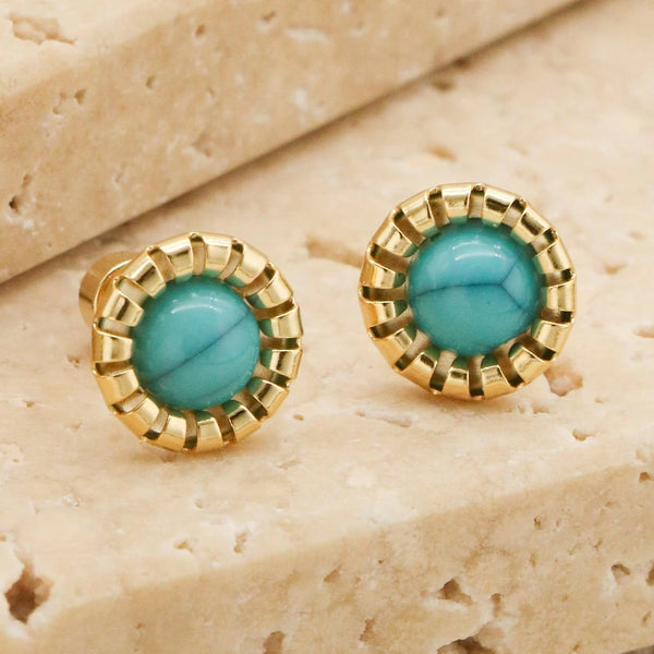 Golden Stainless Steel Stud Earings - 079