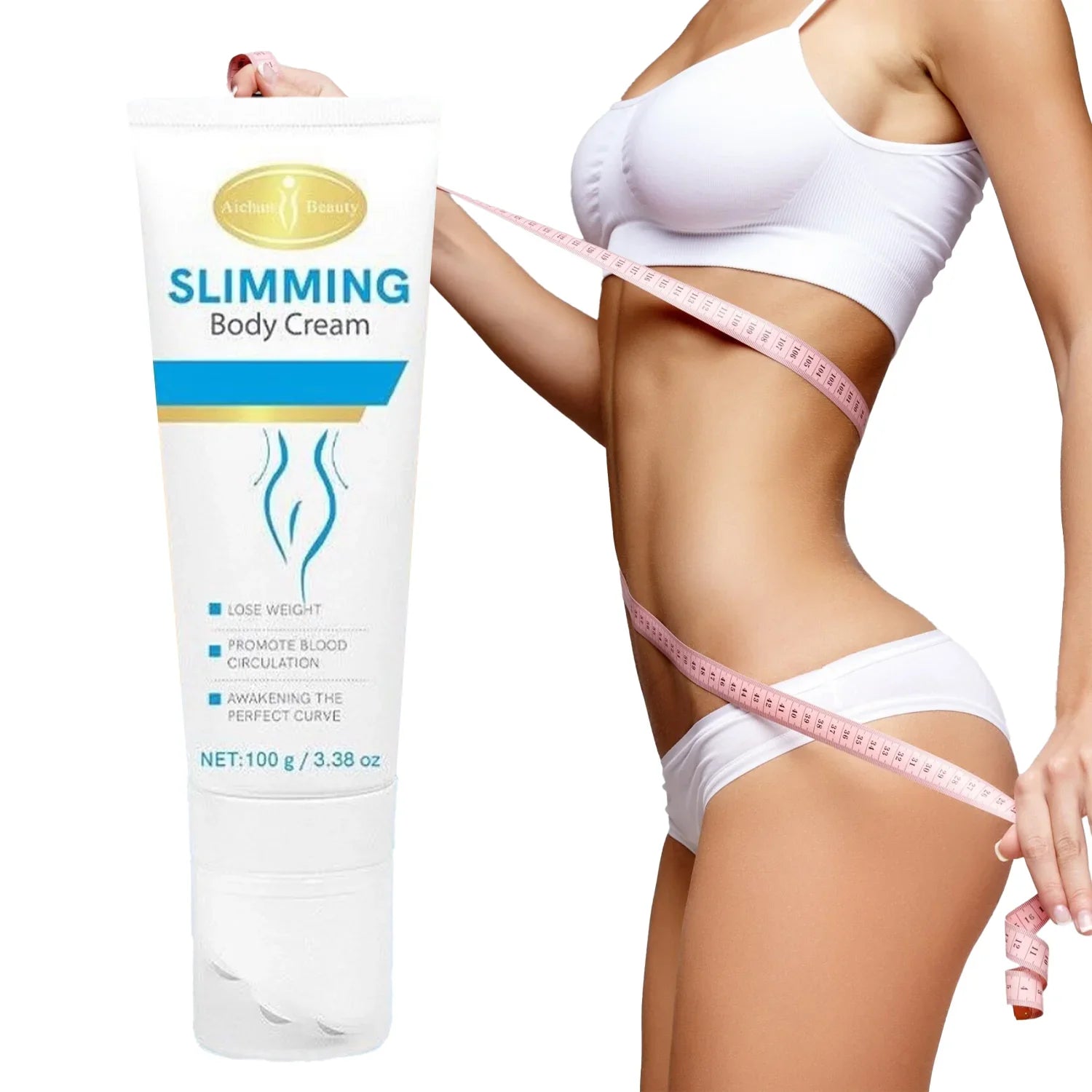 Aichun Beauty Slm Body Cream With Massage Roller Ball - 100g