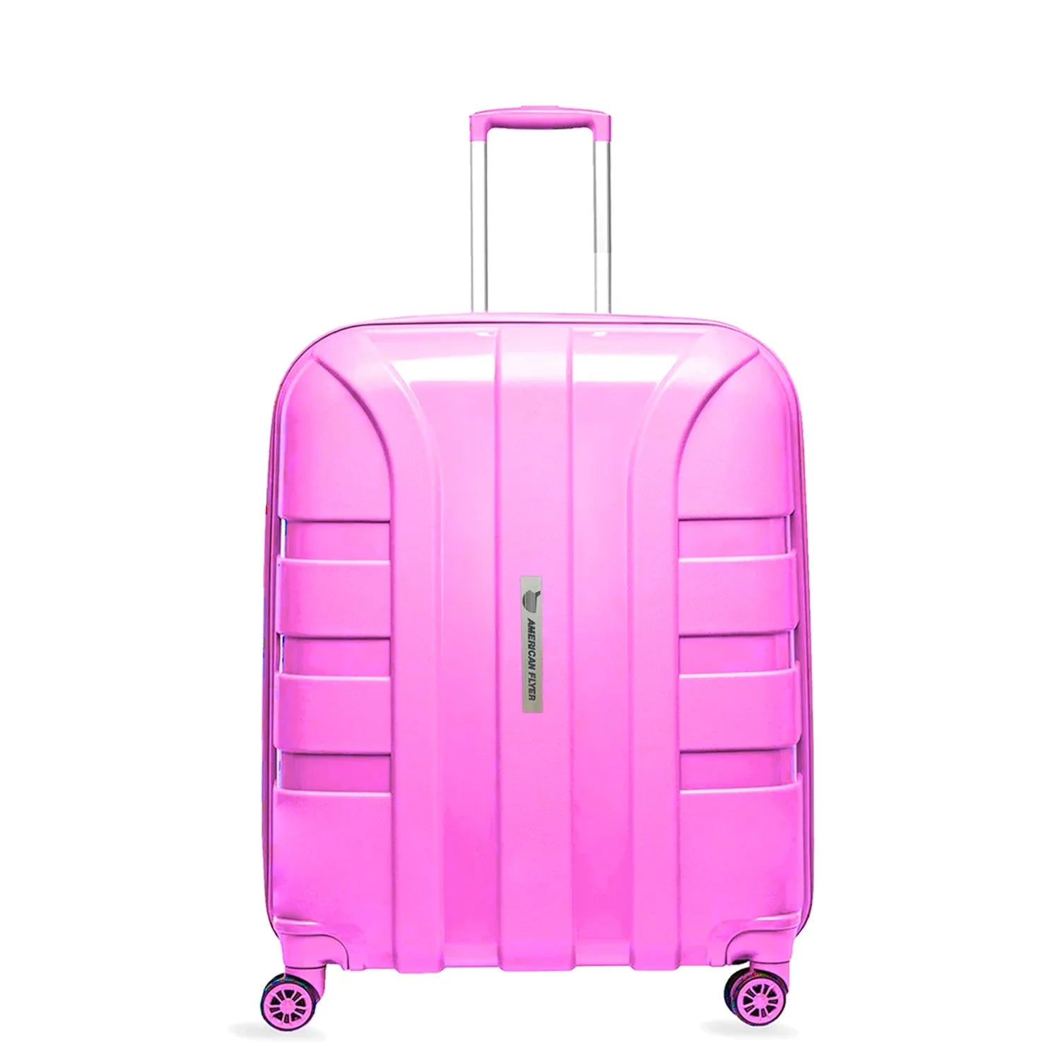 حقيبة أمتعة أميريكان فلاير، مقاس 20 بوصة، بعجلات، لون وردي