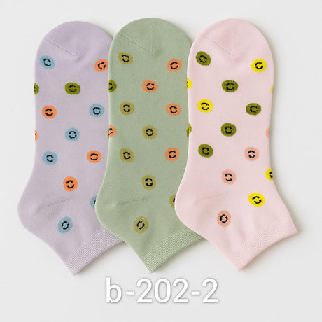 Soft Elastic Ankle Socks - 3 Pairs B-020-2
