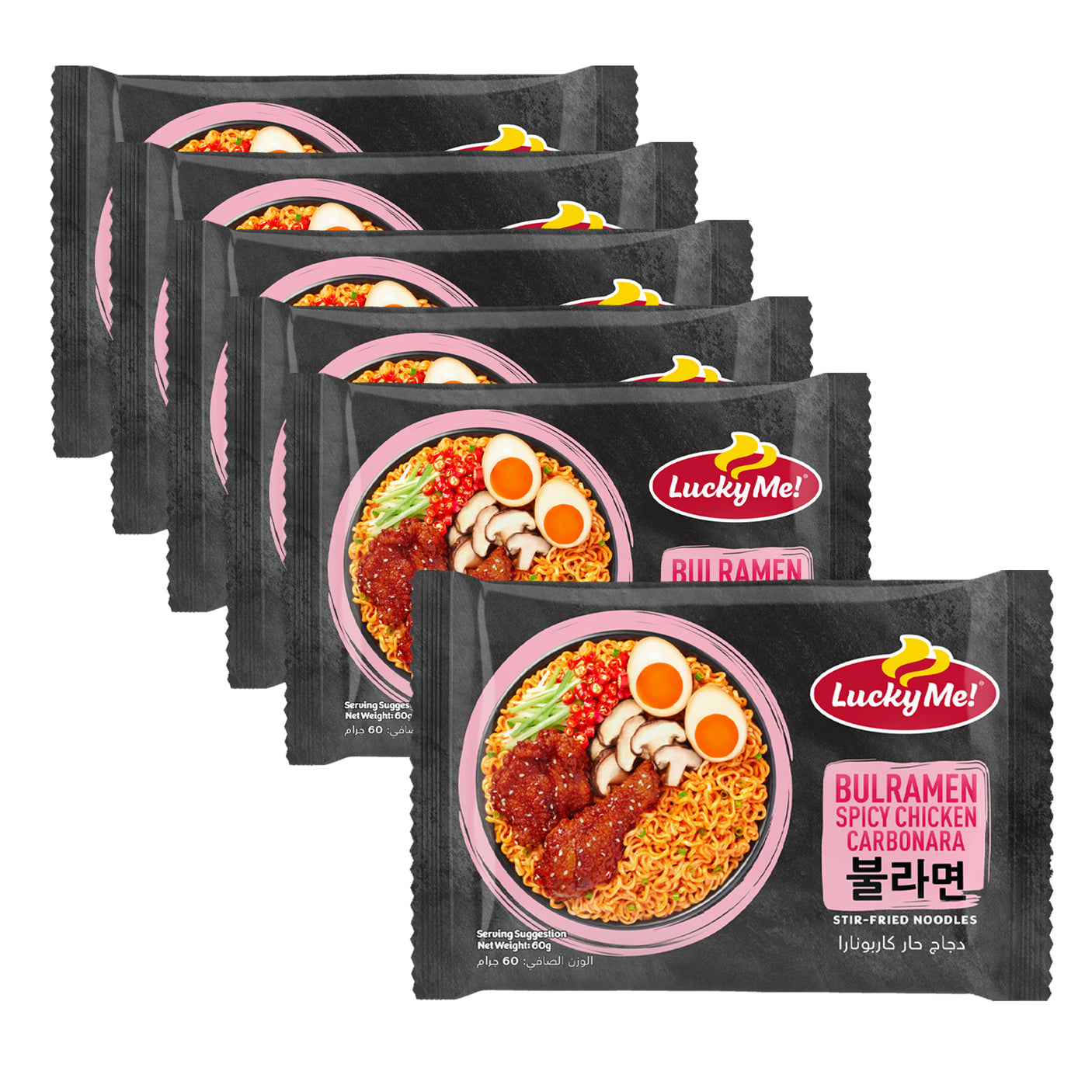 Lucky Me Bulramen Spicy Chicken Carbonara Noodles - 60g (5+1) Offer